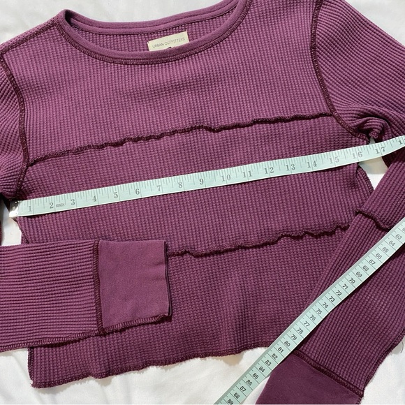 NWOT Urban Outfitters Exposed Seam Waffle Knit Long Sleeve Crop Top - Picture 5 of 6